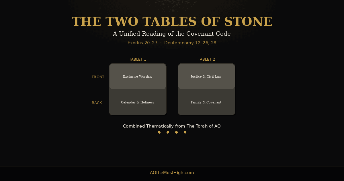 The Two Tables of Stone: A Unified Reading of the Covenant Code